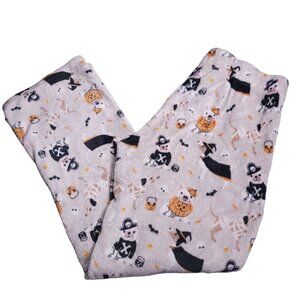 Plush Pajama Pants Womens Large High Rise Halloween Dogs Print Stretch